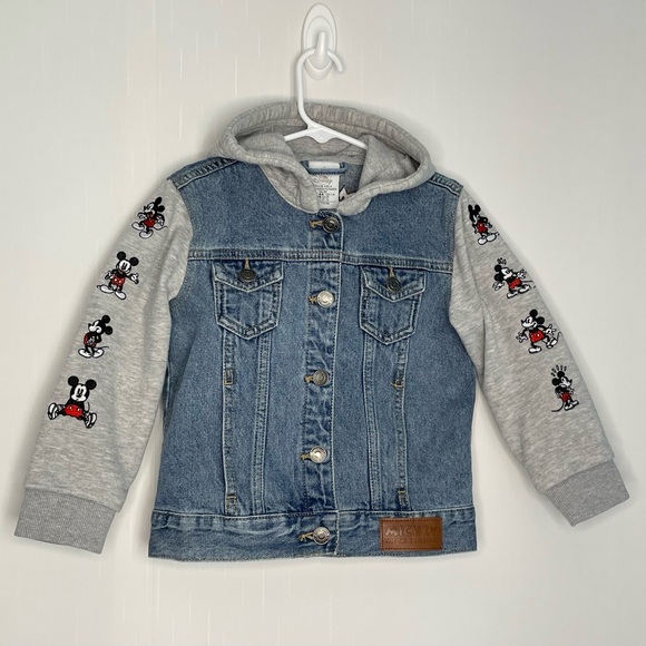 Disney Kids Mickey Mouse Denim Hooded Jacket Embroidered True Original Size 4 - Picture 2 of 16